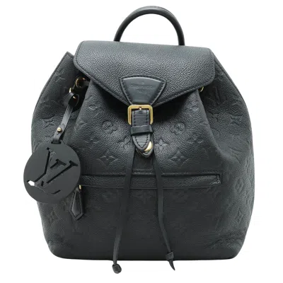 Pre-owned Louis Vuitton Montsouris Leather Backpack Bag () In Black