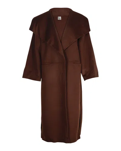 Shop Totême Annecy Oversized Coat In Brown Wool