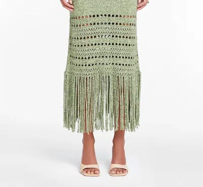 Shop Amanda Uprichard Jayla Knit Skirt In Green/ivory In Multi