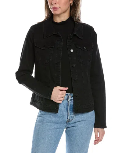 Shop Franne Golde Classic Stretch Denim Jacket In Black
