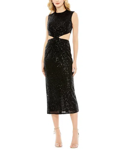 Shop Mac Duggal Sequin Front Twist Cut Out Column Dress In Black