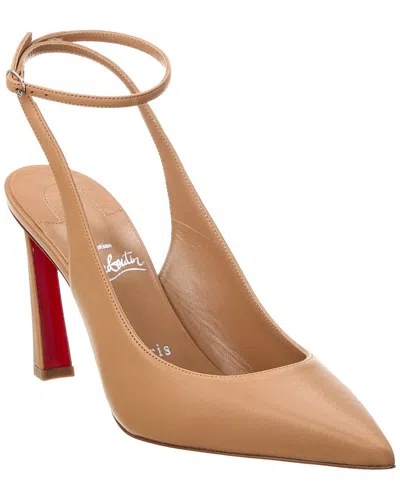 Shop Christian Louboutin Condora Strap 85 Leather Pump In Brown