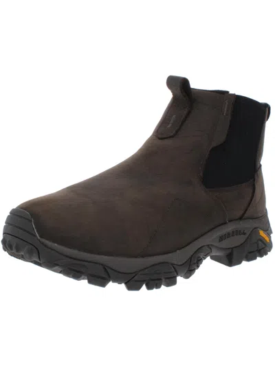 Shop Merrell Moab Adventure Mens Leather Ankle Chelsea Boots In Brown