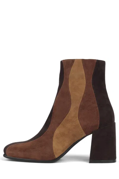 Shop Jeffrey Campbell Lava Lamp Bootie In Brown Suede Combo In Multi