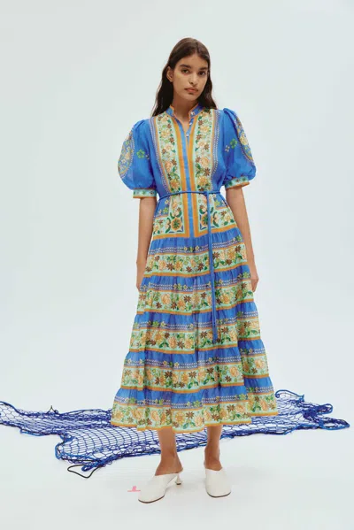 Shop Alemais Linda Tiered Midi Dress In Cobalt