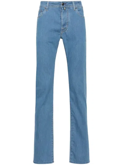 Shop Jacob Cohen Medium-waisted Bard Slim Jeans In Light Blue Denim