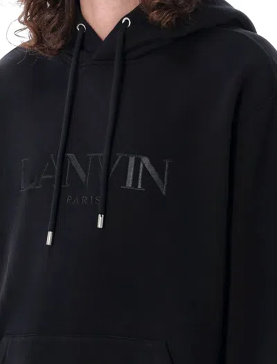 Shop Lanvin Embroidered Logo Hoodie In Black