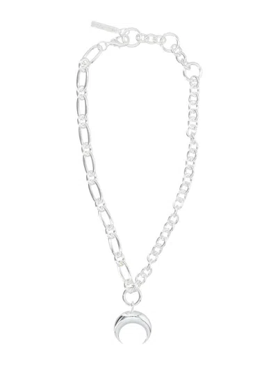 Shop Marine Serre Regenerated Tin Moon Charms Necklace In Silver