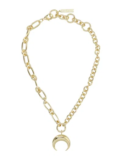 Shop Marine Serre Regenerated Tin Moon Charms Necklace In Gold