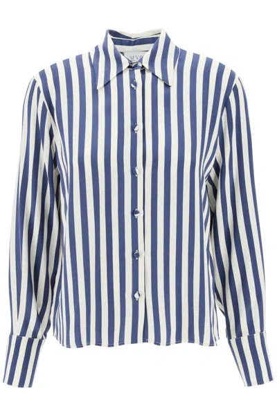 Shop Mvp Wardrobe "striped Charmeuse Shirt By Le In Multicolor