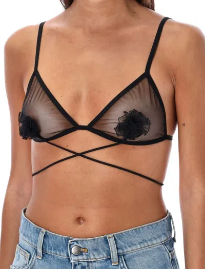 Shop Nensi Dojaka Flower Triangle Bra In Black