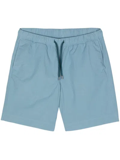 Shop Paul Smith Cotton Shorts With Back Patch Pocket In Blue