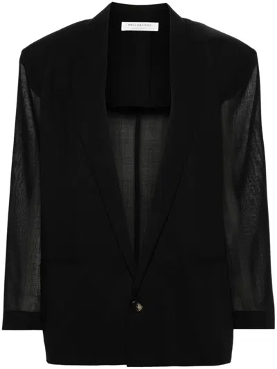 Shop Philosophy Di Lorenzo Serafini Single-breasted Semi-transparent Design Blazer In Black