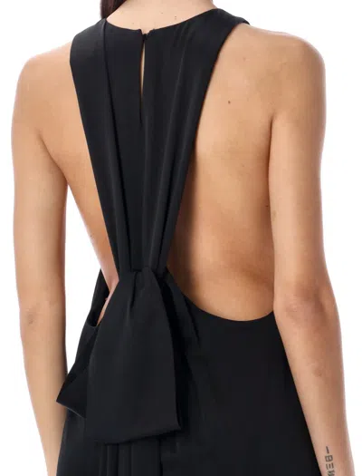 Shop Saint Laurent Back-tie Long Dress In Black
