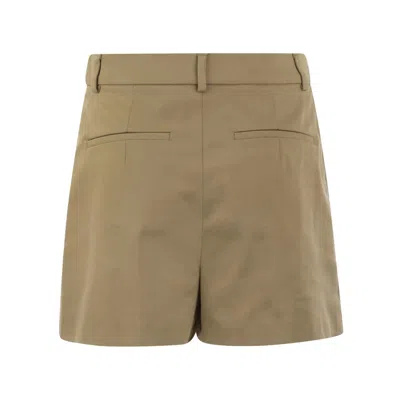 Shop Sportmax Twill Pleated Shorts In Sand