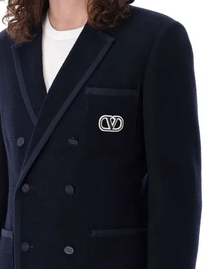 Shop Valentino Garavani Bouclé Wool Jacket In Navy
