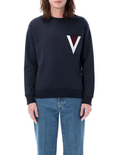 Shop Valentino Garavani Crewneck Sweatshirt In Navy