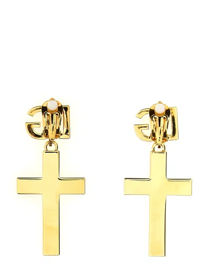 Shop Dolce & Gabbana Cross Logo Earrings Jewelry Gold