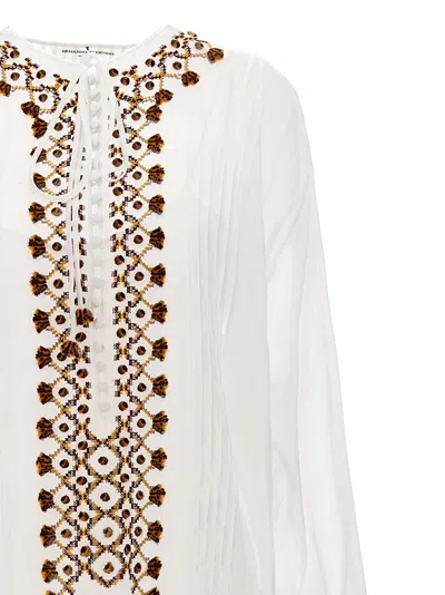 Shop Ermanno Scervino Embroidery Kaftan Dress Dresses White