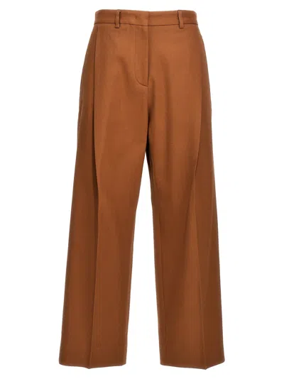 Shop Alberto Biani Gabardine Trousers Pants Brown