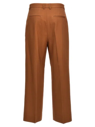 Shop Alberto Biani Gabardine Trousers Pants Brown