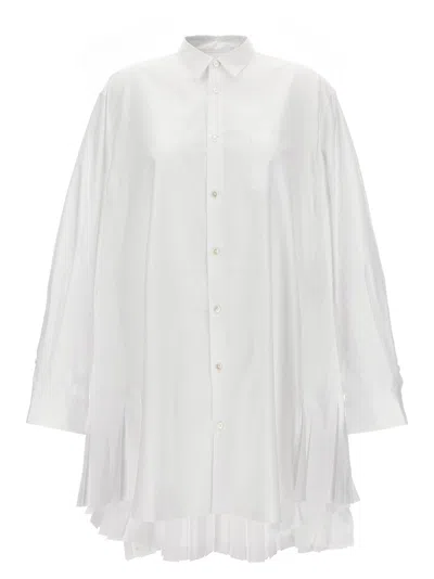 Shop Junya Watanabe Pleated Shirt Dress Dresses White