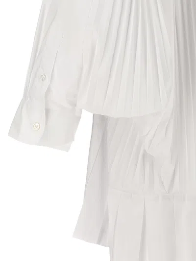 Shop Junya Watanabe Pleated Shirt Dress Dresses White