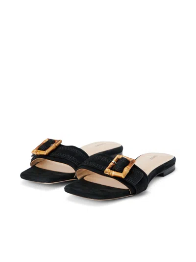 Shop L Agence Aurelie Buckle Slide Sandal In Black Nubuck