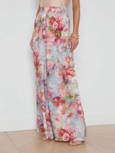 Shop L Agence Lillian Wide-leg Pant In Multi Soft Cloud Floral
