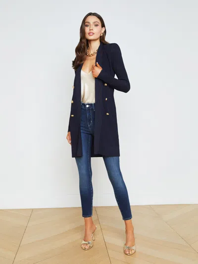 Shop L Agence Noe Double-breasted Cardigan In Midnight