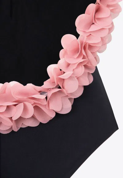 Shop La Reveche Amira One-piece Swimsuit With Floral Applique In Black