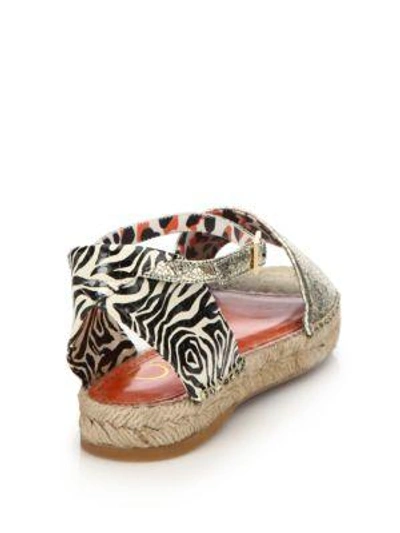 Shop Charlotte Olympia Cracked Metallic Leather Espadrille Sandals In Multi