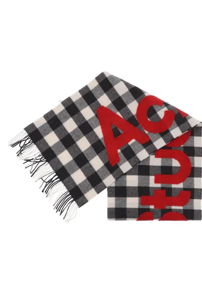 Shop Acne Studios "checked Scarf With Logo Pattern" Women In Multicolor