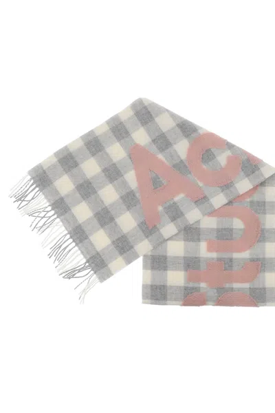 Shop Acne Studios "checked Scarf With Logo Pattern" Women In Multicolor