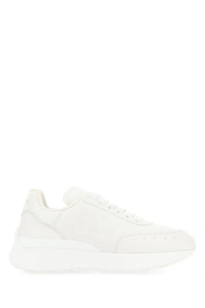 Shop Alexander Mcqueen Woman White Leather Sprint Runner Sneakers