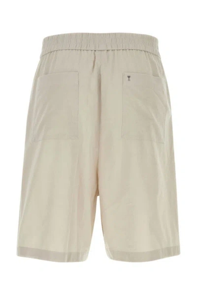 Shop Ami Alexandre Mattiussi Ami Man Light Grey Cotton Bermuda Shorts In Gray