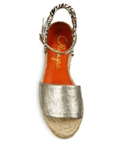 Shop Charlotte Olympia Cracked Metallic Leather Espadrille Sandals In Multi