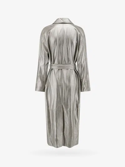 Shop Brunello Cucinelli Woman Trench Woman Silver Trench Coats
