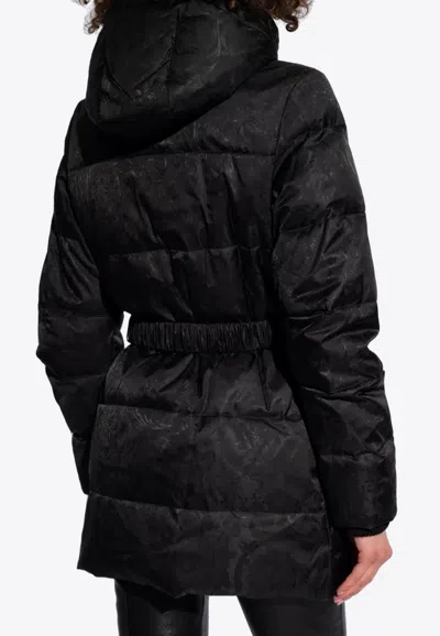Versace Barocco Jacquard Puffer Jacket In Black | ModeSens