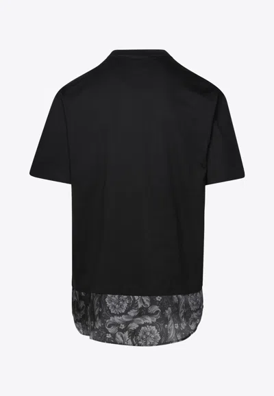 Shop Versace Barocco Panel Logo T-shirt In Black