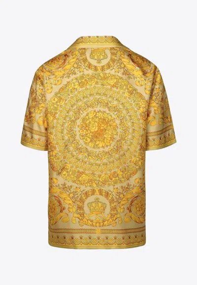 Shop Versace Barocco Print Silk Shirt In Multicolor