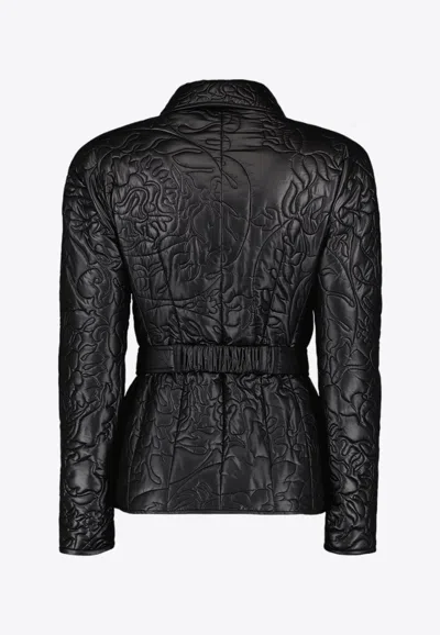 Shop Versace Barocco Quilted Puffer Jacket In Black