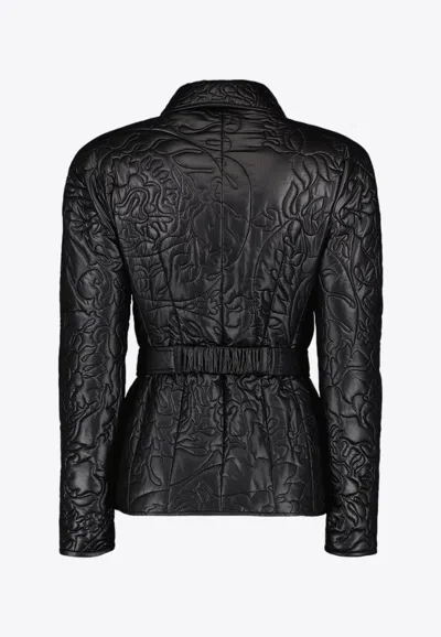 Versace Barocco-motif Quilted Bomber Jacket In Black