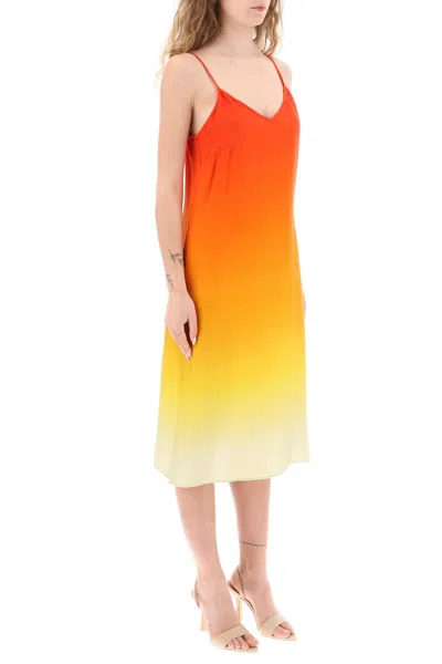 Shop Casablanca Silk Satin Slip Dress With Gradient Effect Women In Multicolor