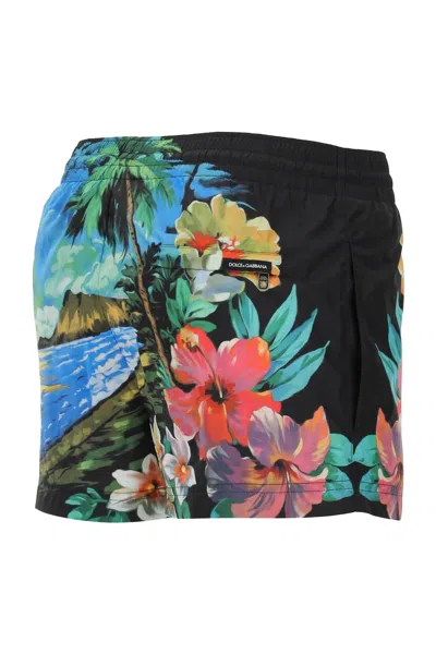 Shop Dolce & Gabbana Hawaii Print Swim Trunks Men In Multicolor