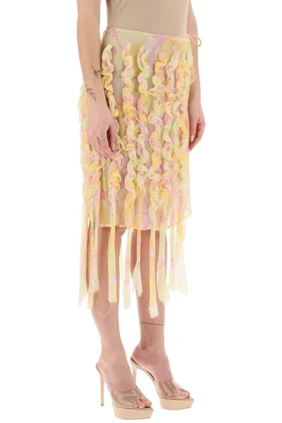 Shop Dries Van Noten 'simi' Ruffle Fringe Pencil Skirt Women In Multicolor