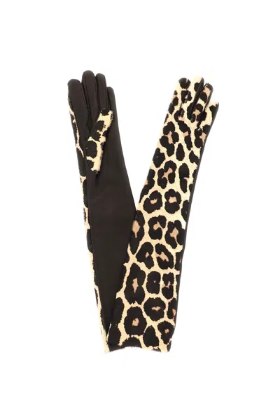 Shop Dries Van Noten Leopard-print Calf Hair Gloves Women In Multicolor