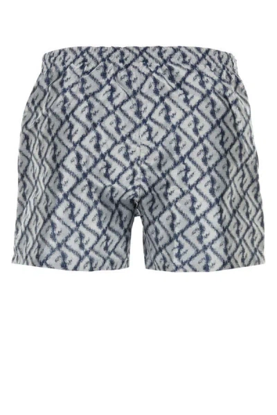 Shop Fendi Man Embroidered Polyester Swimming Shorts In Multicolor