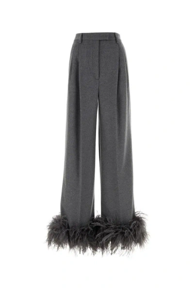 Shop Prada Woman Grey Cashmere Wide-leg Pant In Gray