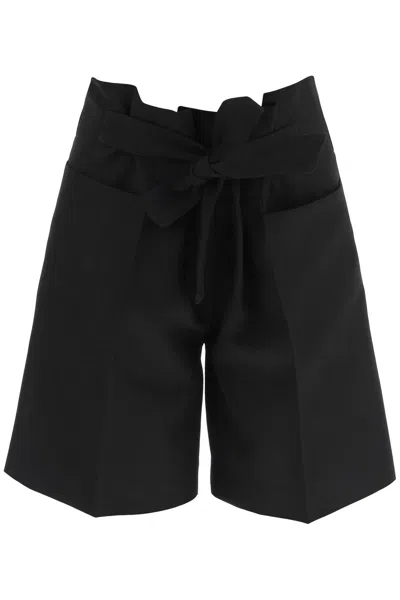 Shop Totême Toteme Belted Wool-blend Shorts Women In Black